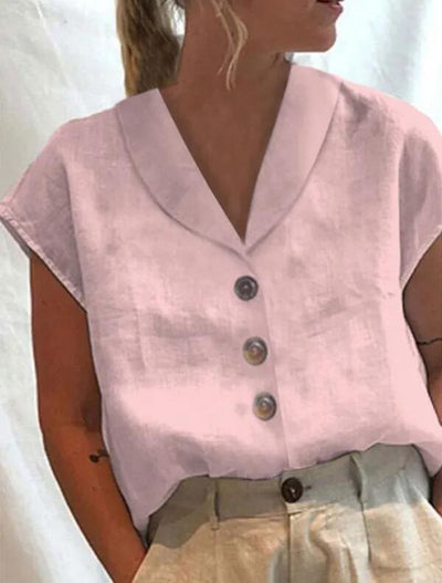 Women's Cotton Linen Casual Button-Up Shirt