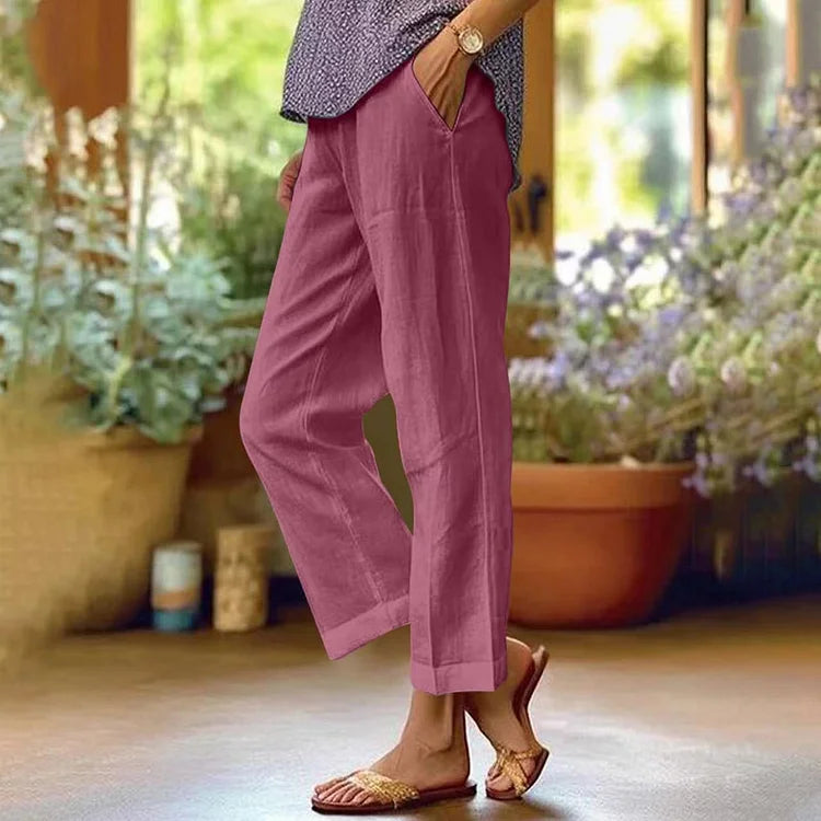 Loose Fit Cotton Linen Trousers