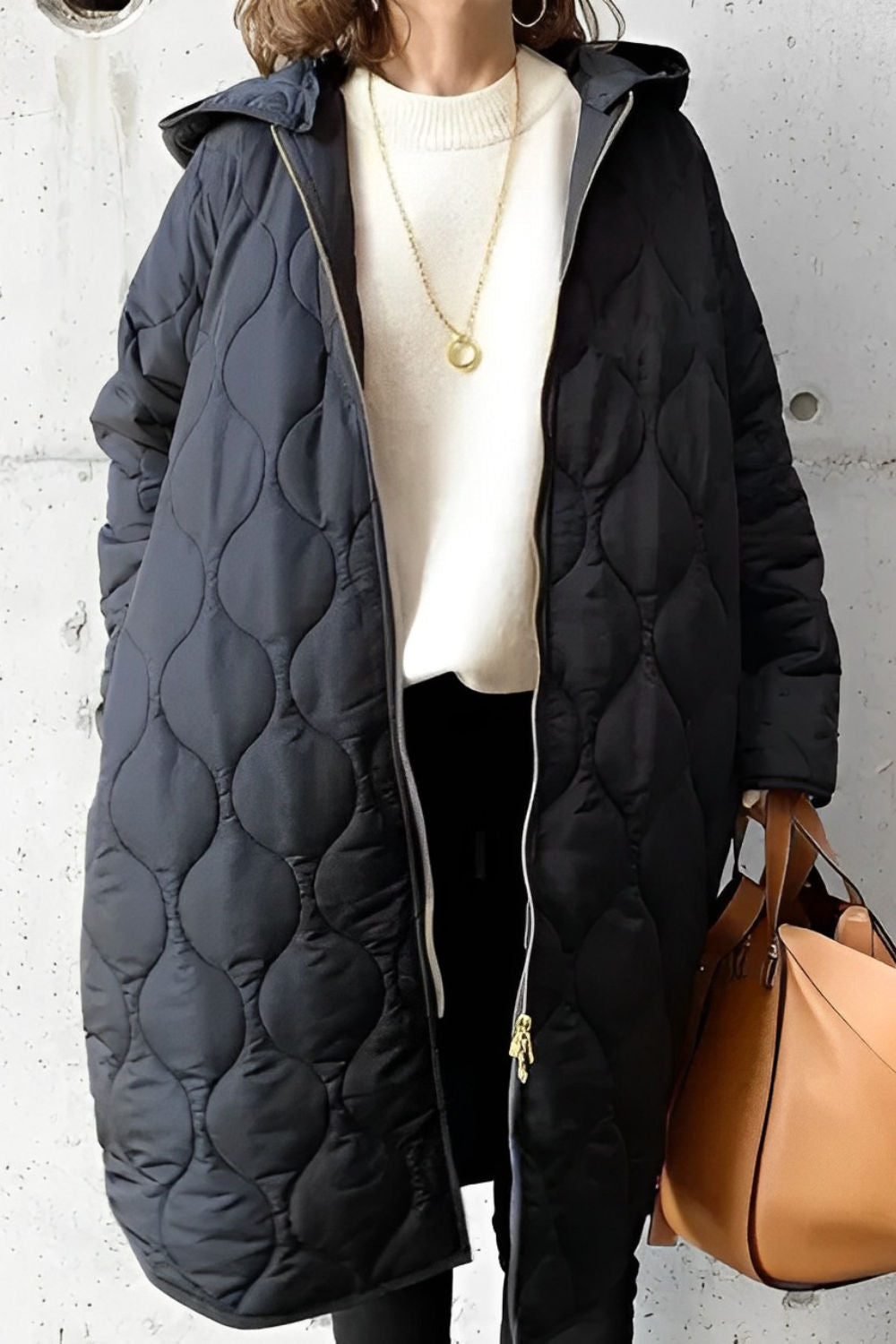 Priscilla – Elegant Parka with Hood and Fine Detailing