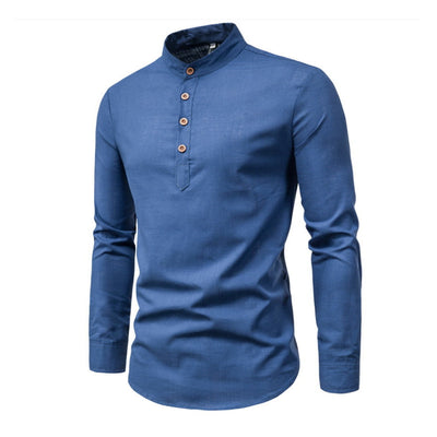 Men's Solid Colour Stand Collar Shirt