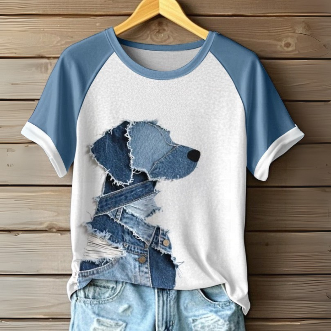 Van der Hulst™ | Zomers T-shirt met denimlook voor dames