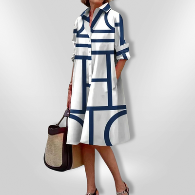 Helen™ | Midi-jurk met geometrisch patroon