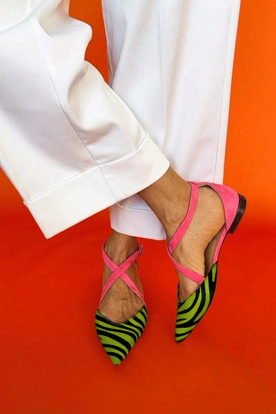 ZEBRINA | Ballerina met bandjes en zebraprint