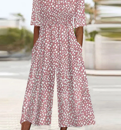 Pink V-Neck Jumpsuit with Side Pockets