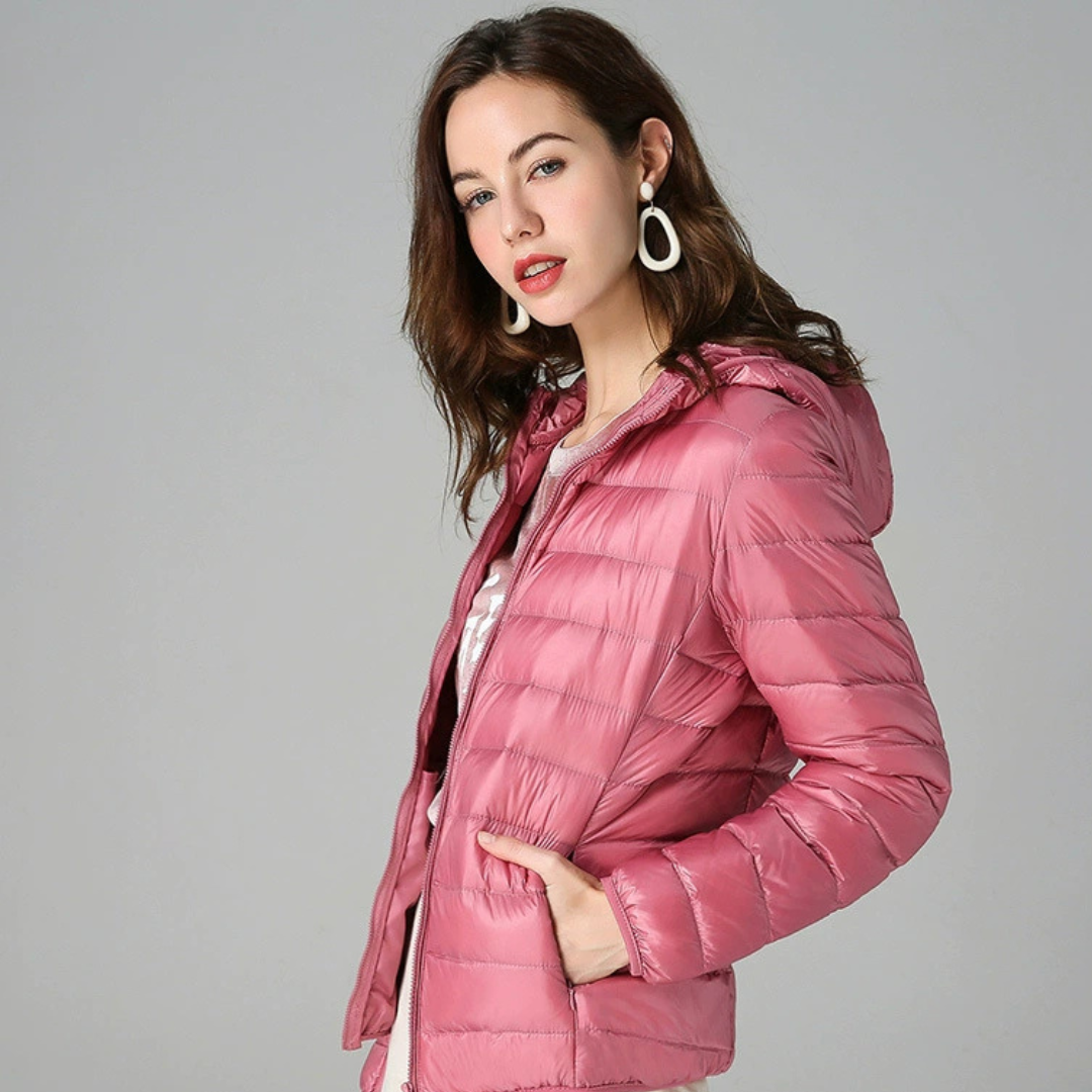 Dagmar Quilted Mid-Season Jacket | Salmon