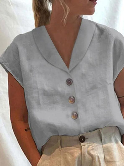 Women's Cotton Linen Casual Button-Up Shirt