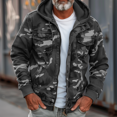 Hudson – Men’s Camo Cargo Jacket with Hood & Utility Pockets