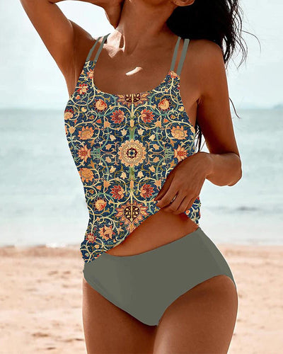 Tankini met print en dubbele band