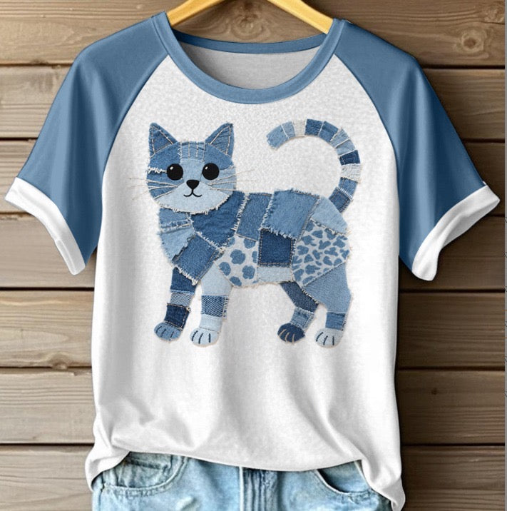 Van der Hulst™ | Zomers T-shirt met denimlook voor dames