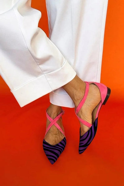 ZEBRINA | Ballerina met bandjes en zebraprint