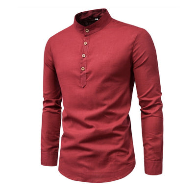 Men's Solid Colour Stand Collar Shirt