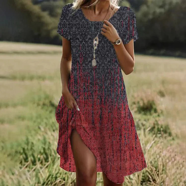 Chic Polka Dot Short Sleeve Midi Dress