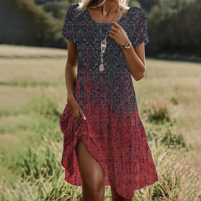 Chic Polka Dot Short Sleeve Midi Dress
