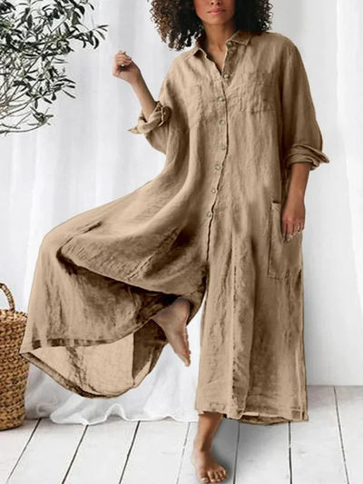 Wide-Leg Long Sleeve Jumpsuit – Effortless Fit