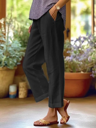 Loose Fit Cotton Linen Trousers
