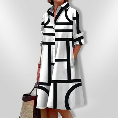 Helen™ | Midi-jurk met geometrisch patroon