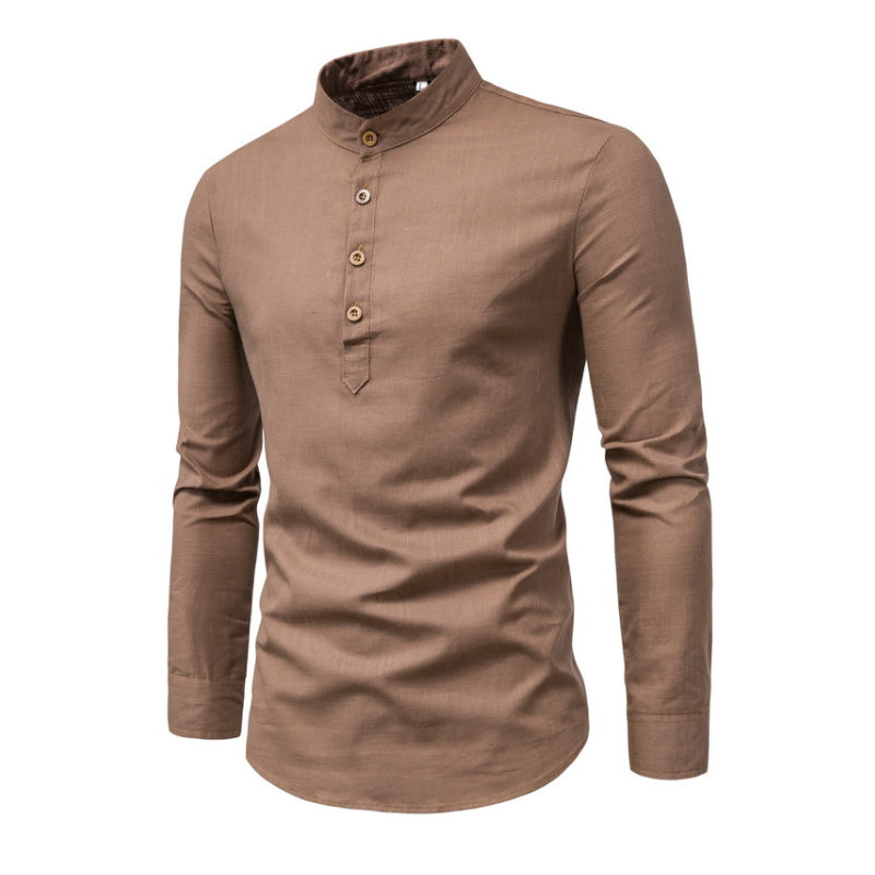 Men's Solid Colour Stand Collar Shirt