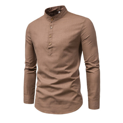 Men's Solid Colour Stand Collar Shirt