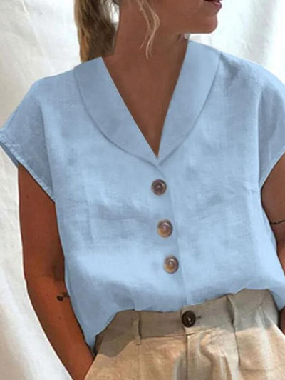 Women's Cotton Linen Casual Button-Up Shirt