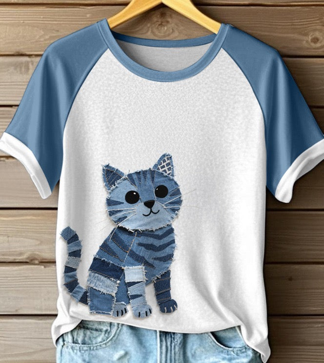Van der Hulst™ | Zomers T-shirt met denimlook voor dames