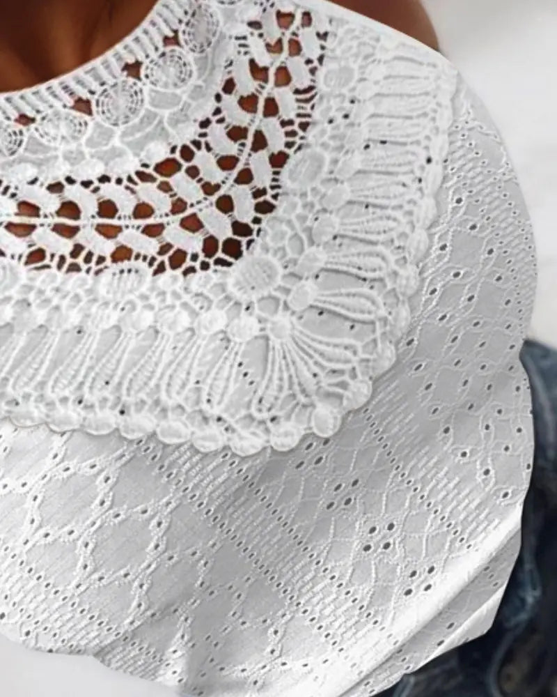 Lace Trim Halter Jacquard Knit Top