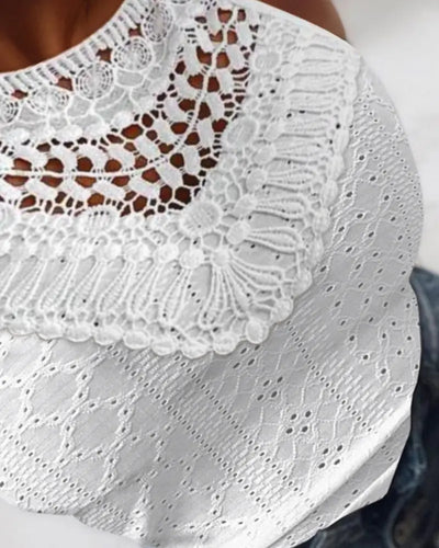 Lace Trim Halter Jacquard Knit Top