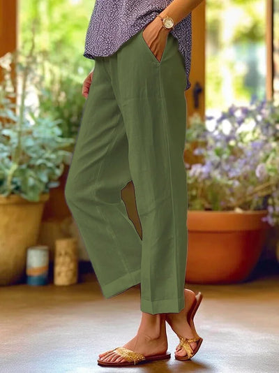 Loose Fit Cotton Linen Trousers