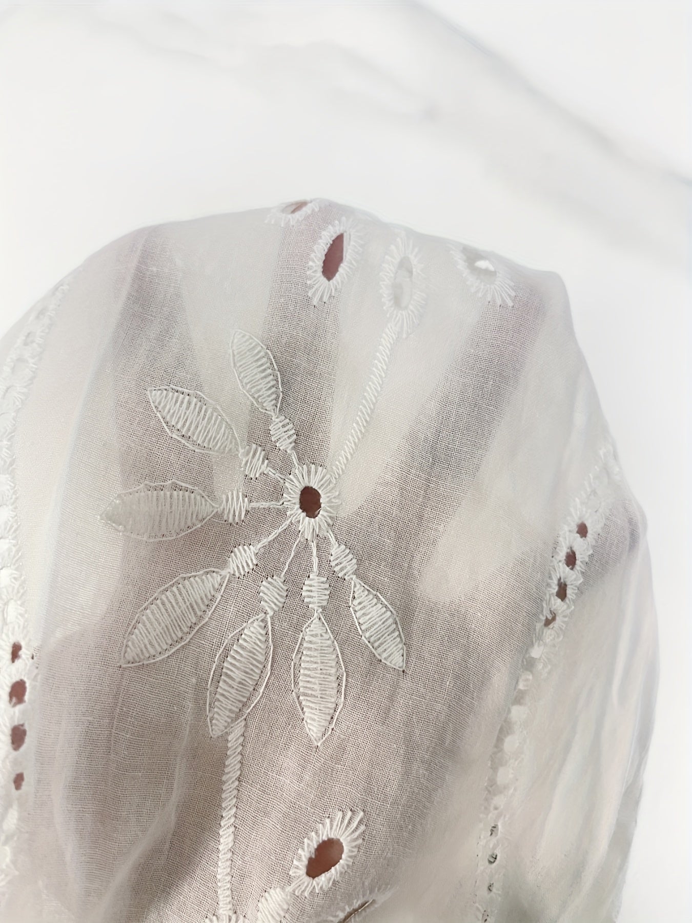 White Floral Embroidered Blouse with Split Detail