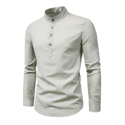 Men's Solid Colour Stand Collar Shirt