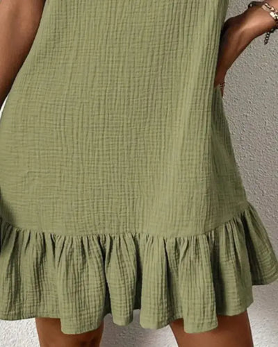 Hensley Ruffle Hem Sleeveless Cotton Mini Dress