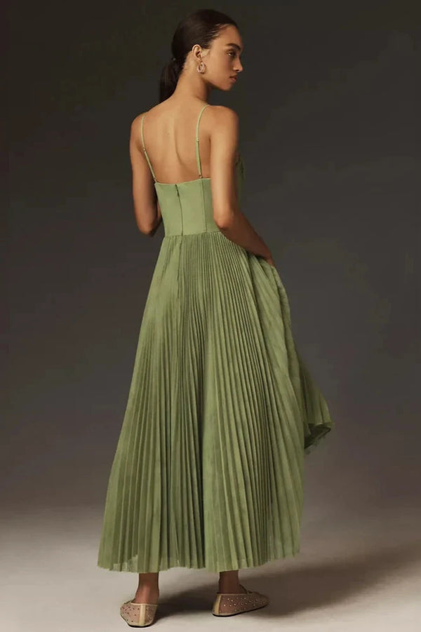 Claire – Pleated Tulle Dress with Asymmetric Drape
