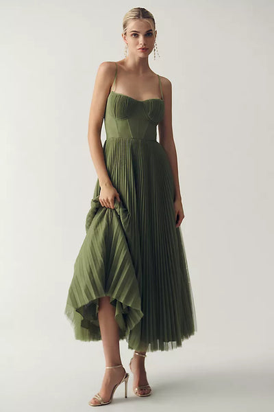 Claire – Pleated Tulle Dress with Asymmetric Drape