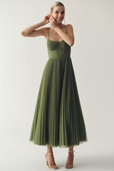 Claire – Pleated Tulle Dress with Asymmetric Drape