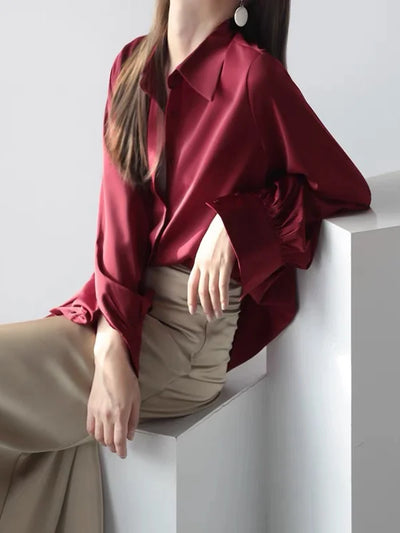 Amelia Loose-Fit Lapel Blouse