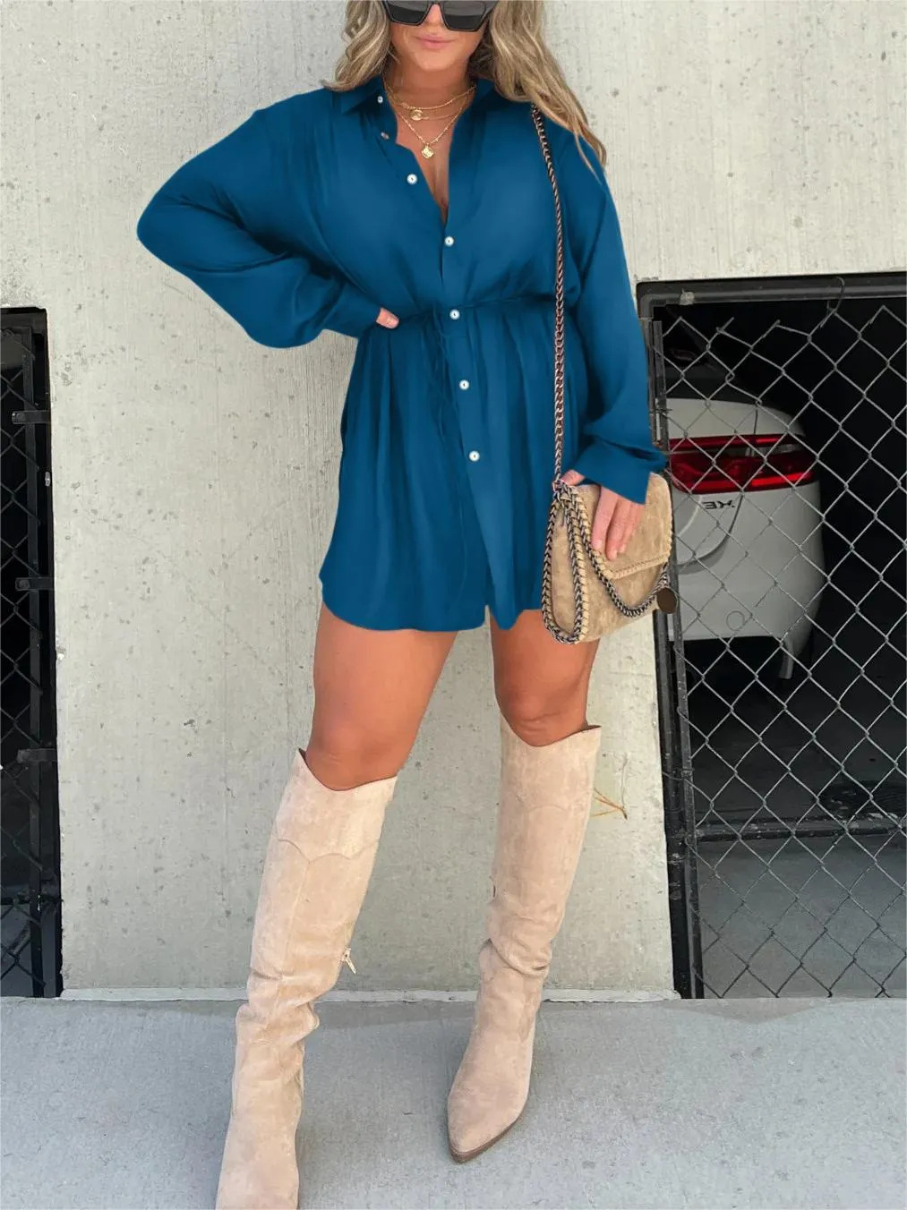 Jessica Satin Shirt Playsuit