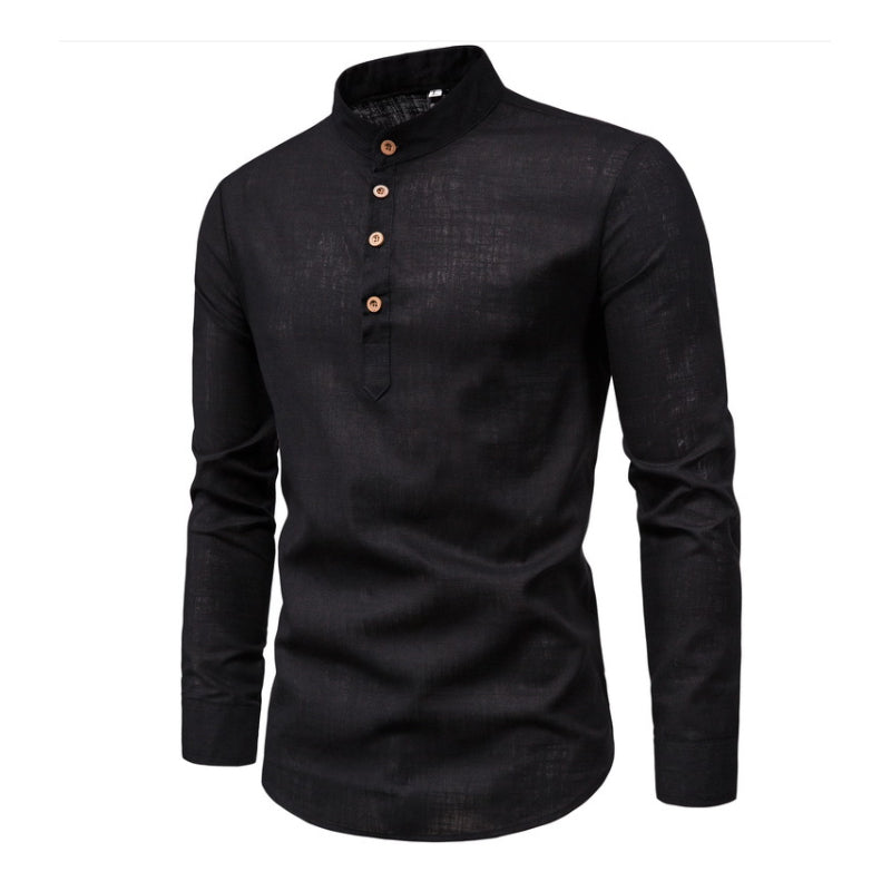 Men's Solid Colour Stand Collar Shirt