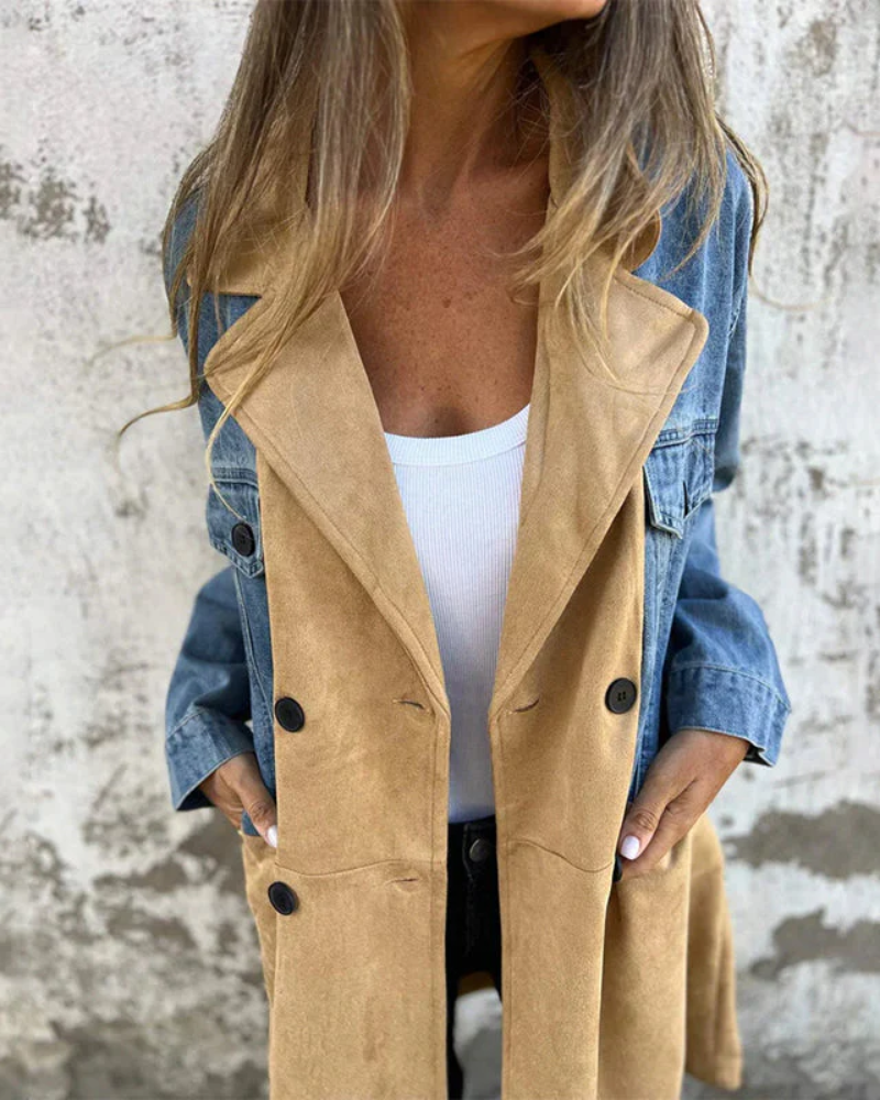 Marites - Classic Denim & Camel Trench Coat