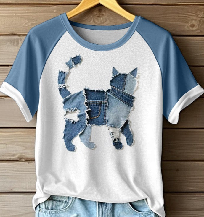 Van der Hulst™ | Zomers T-shirt met denimlook voor dames