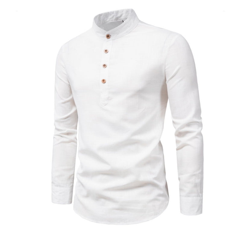 Men's Solid Colour Stand Collar Shirt