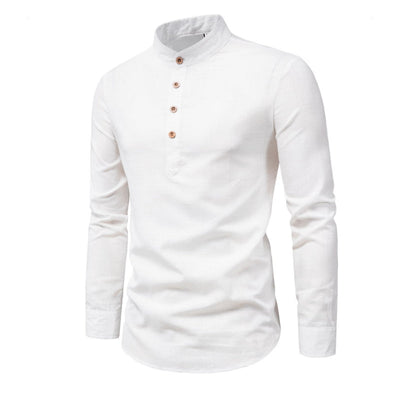 Men's Solid Colour Stand Collar Shirt