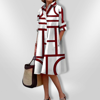 Helen™ | Midi-jurk met geometrisch patroon