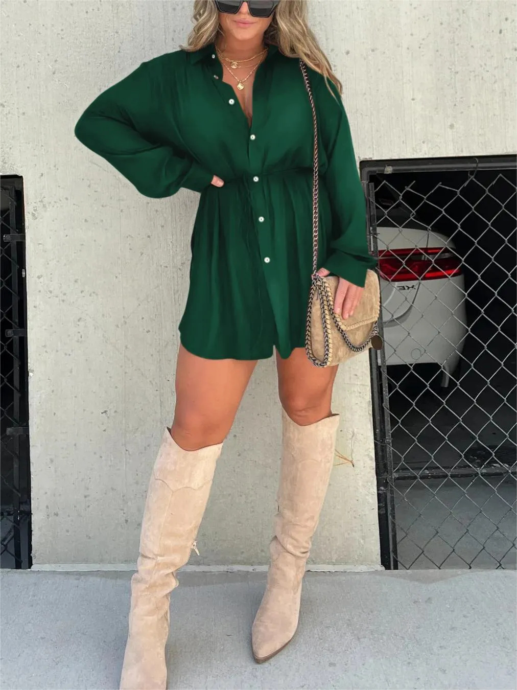 Jessica Satin Shirt Playsuit
