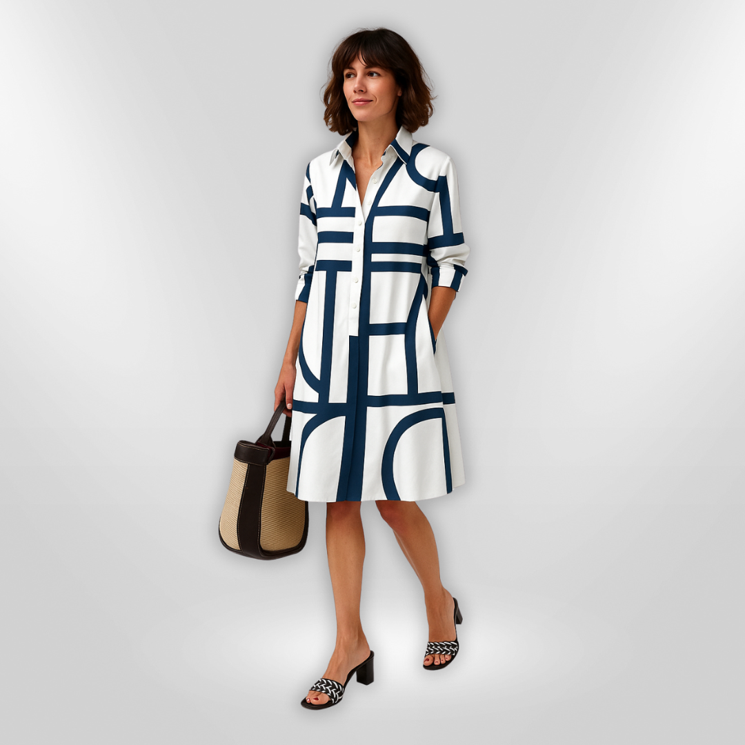 Helen™ | Midi-jurk met geometrisch patroon