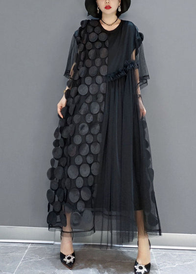 Black Tulle Party Dress – Asymmetrical Hem & Half Sleeve