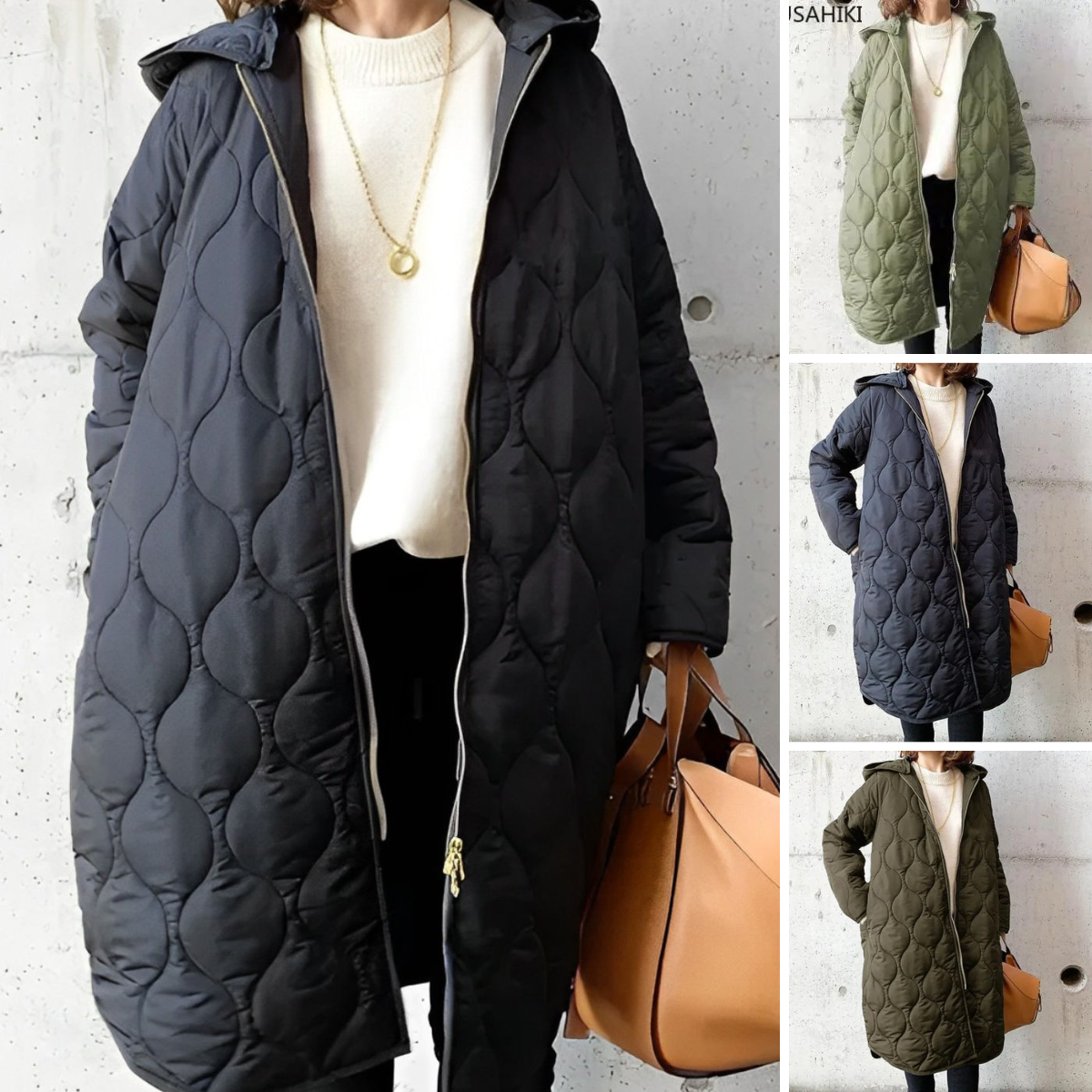 Priscilla – Elegant Parka with Hood and Fine Detailing