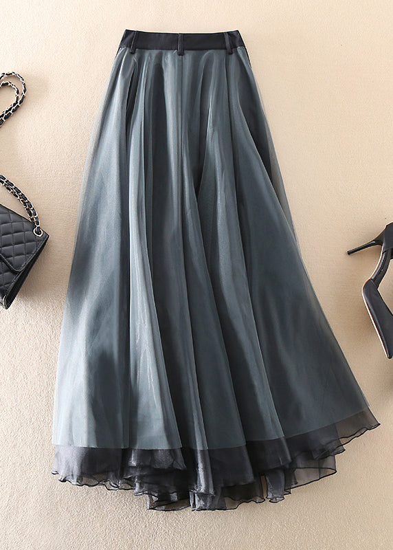 French Grey Tulle Skirt – Patchwork Detail