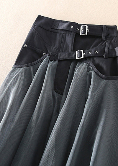French Grey Tulle Skirt – Patchwork Detail