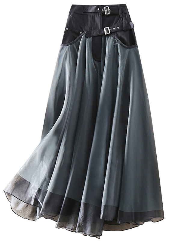 French Grey Tulle Skirt – Patchwork Detail