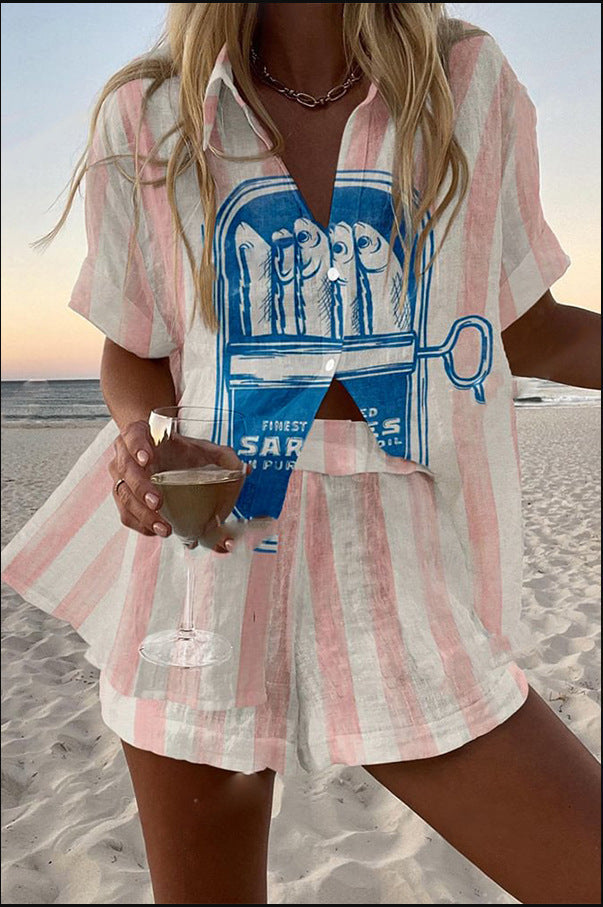 Silvana™ | Linnen zomerset met sardientjesprint