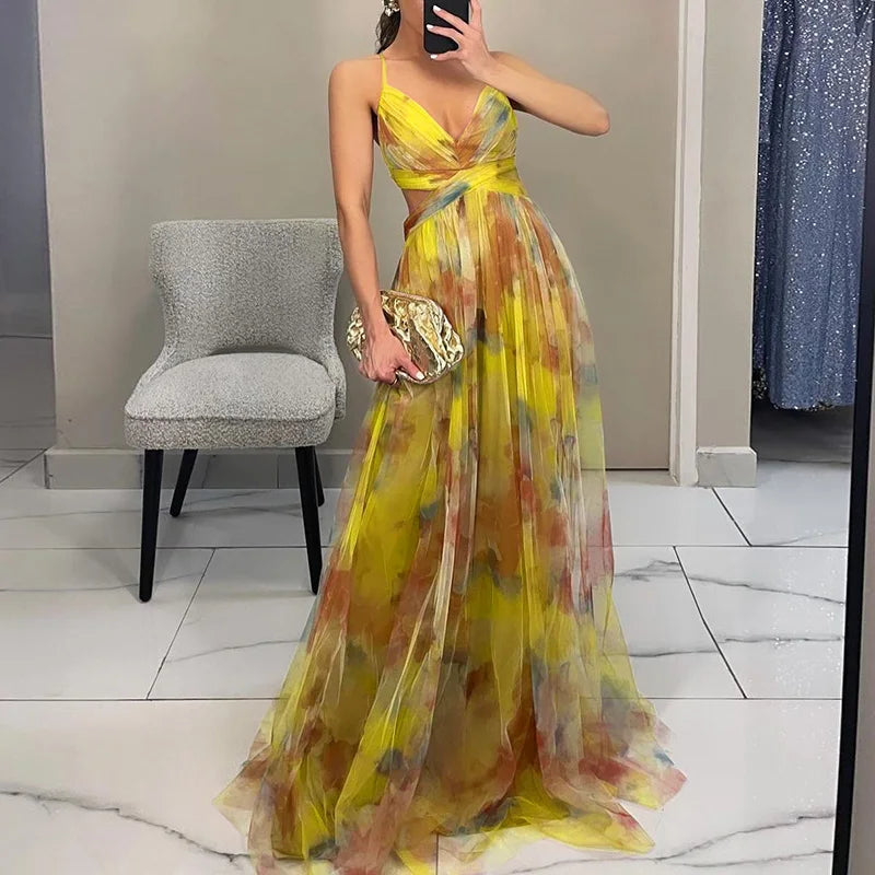 Giselle | Betoverende Maxi-jurk met Bloemenprint